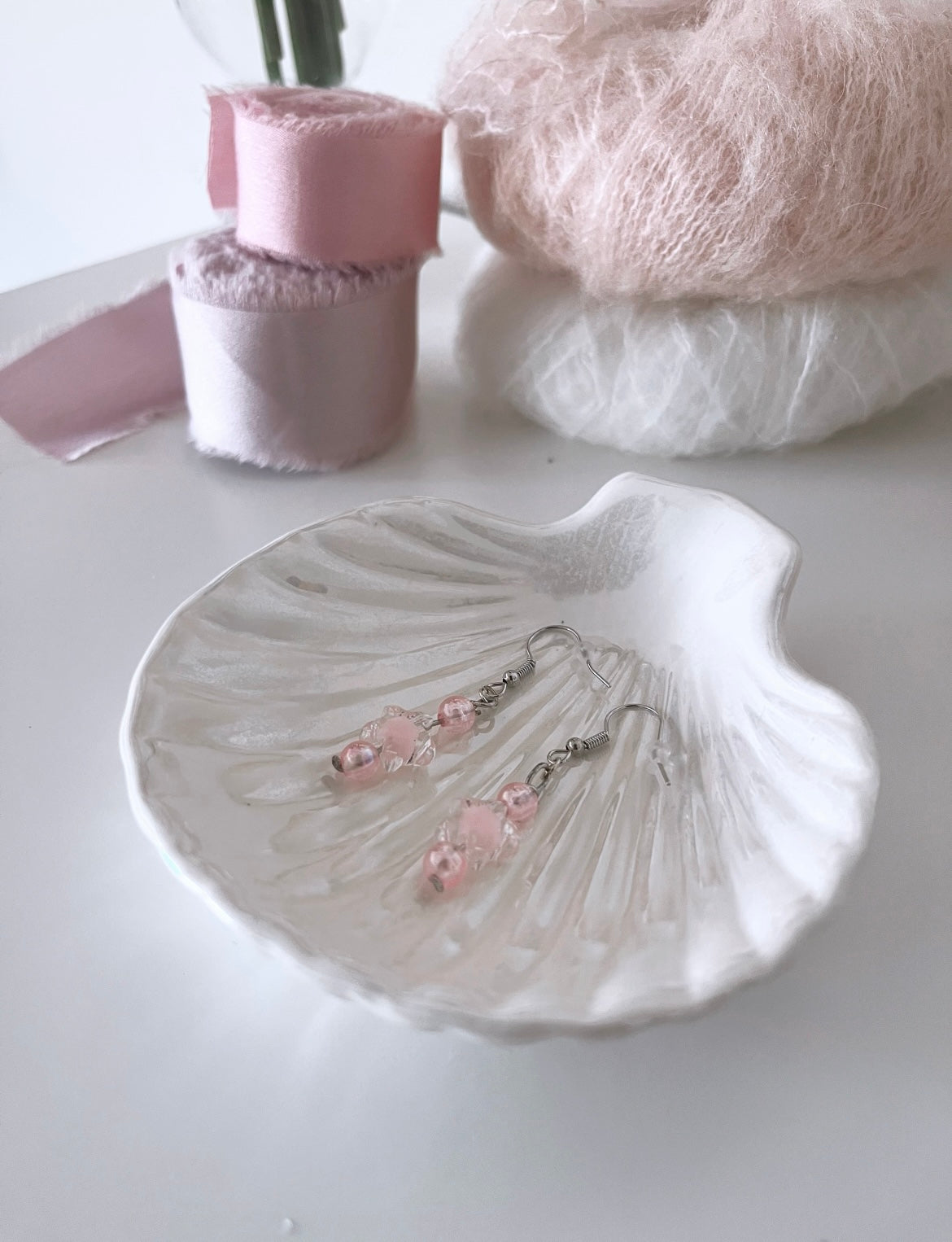 Pink star beaded earrings