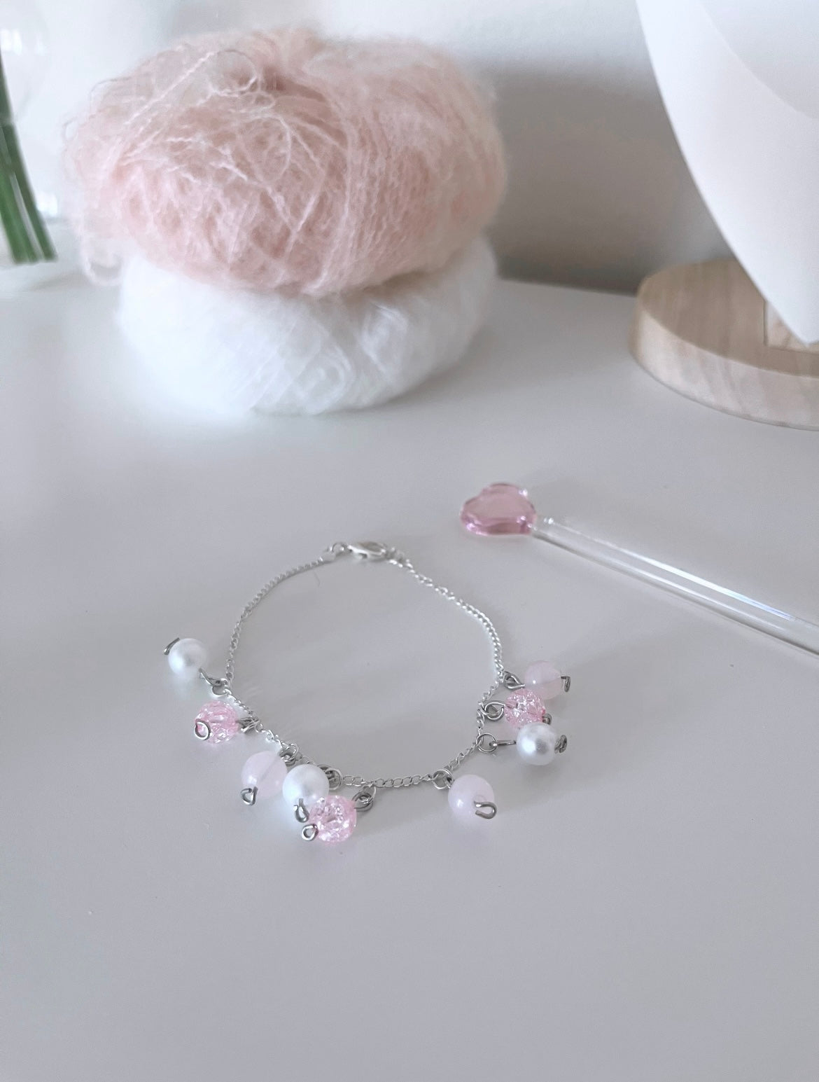 Rose Quartz beaded bracelets 2 pc set