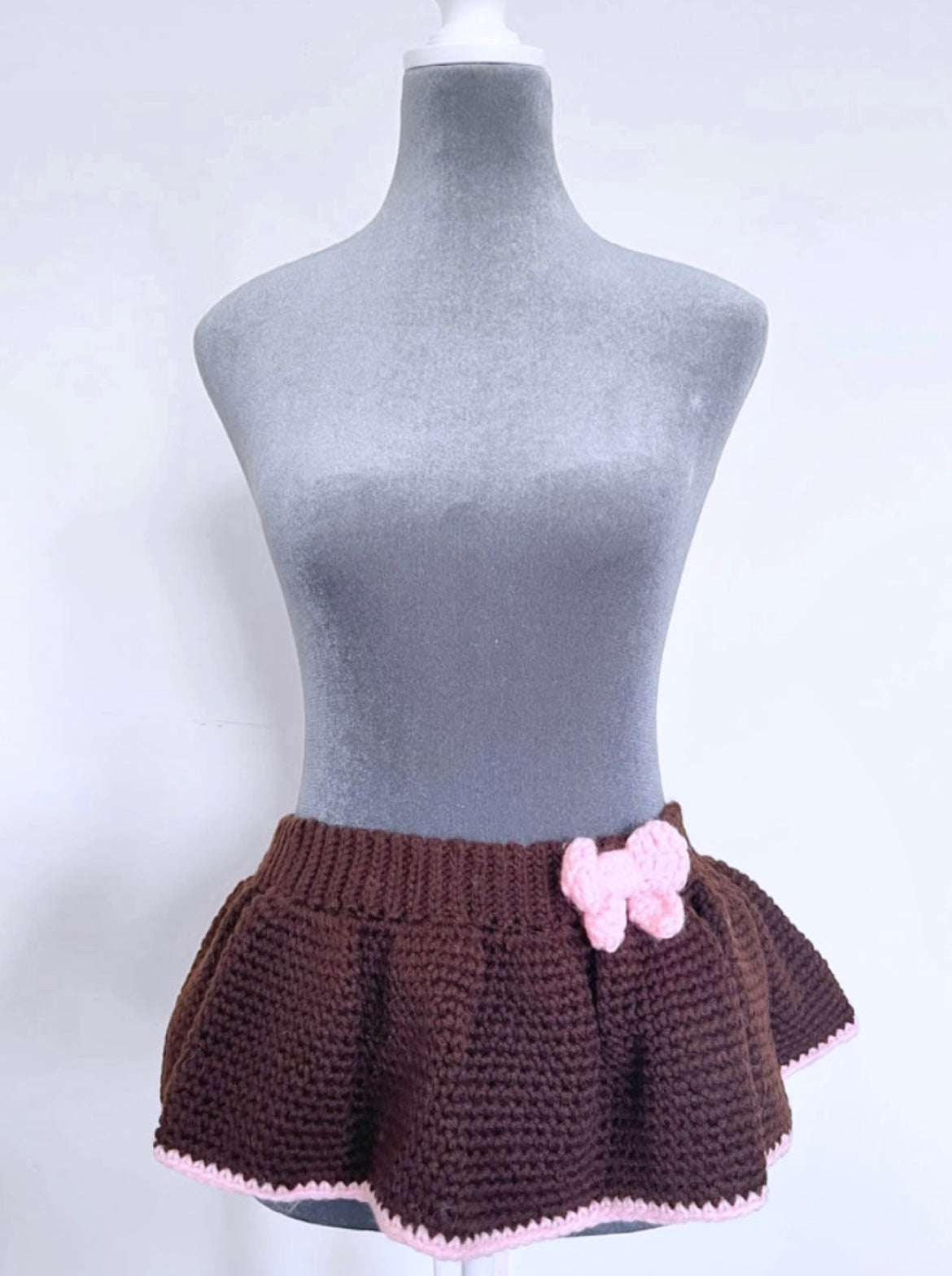 Crochet Dolly brown and pink Ultra mini skirt