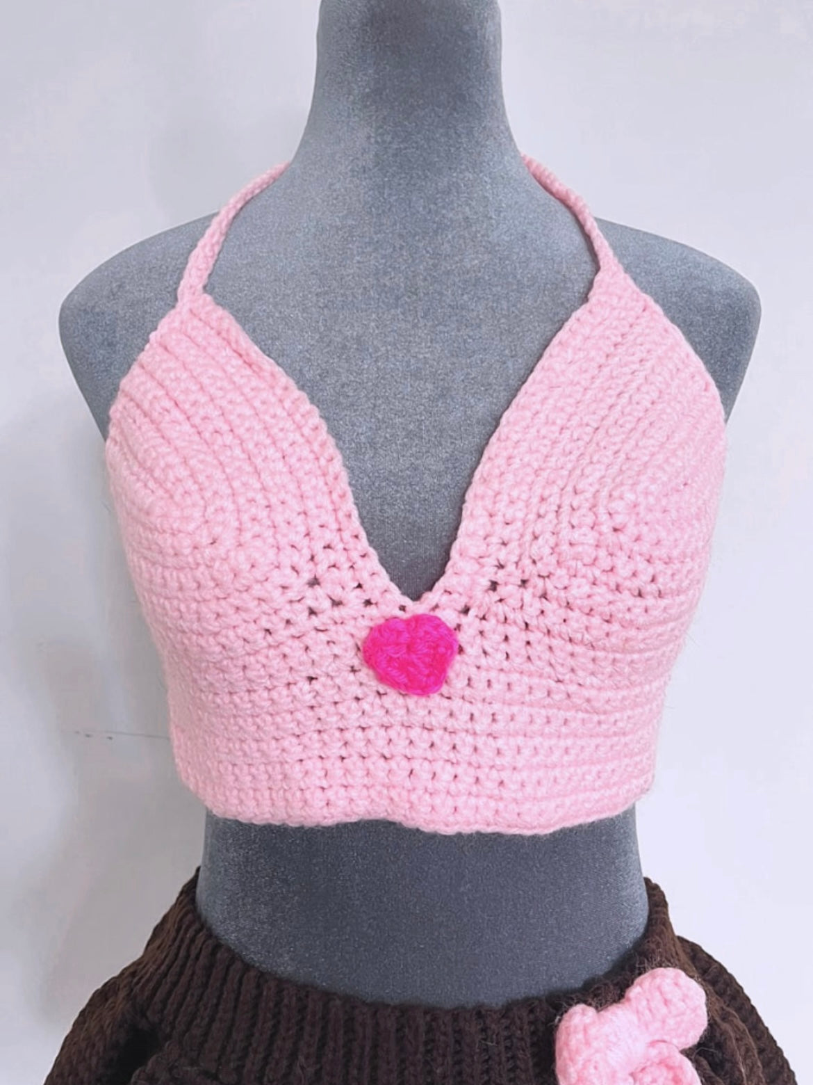 Baby Pink Heart Crochet Halter top