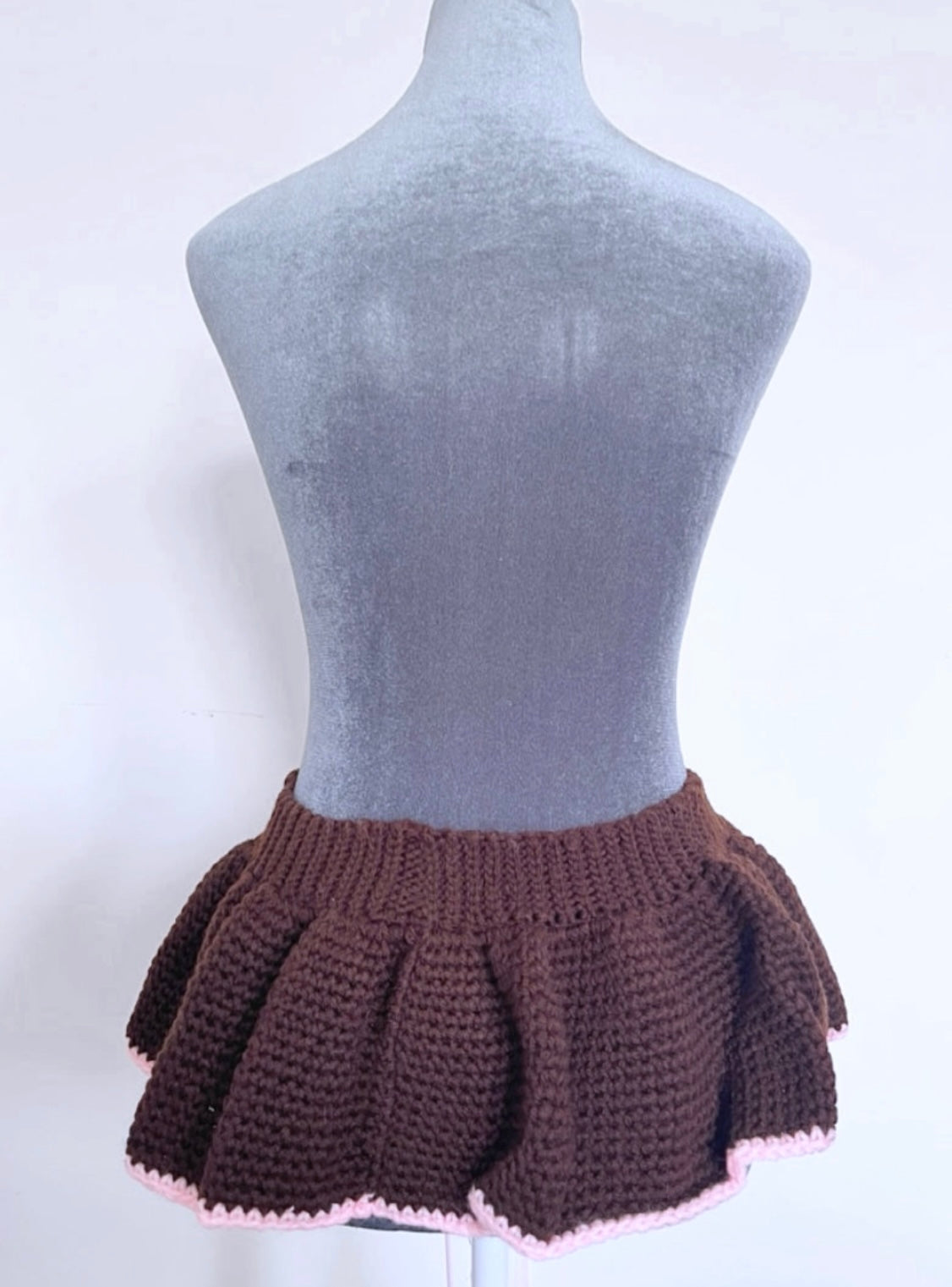 Crochet Dolly brown and pink Ultra mini skirt