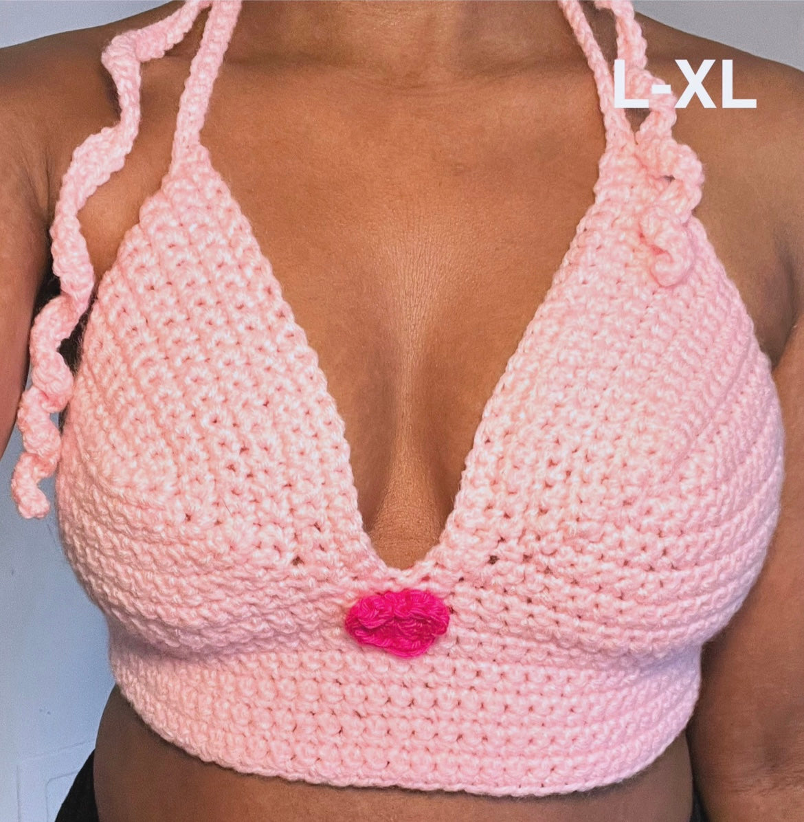 Baby Pink Heart Crochet Halter top