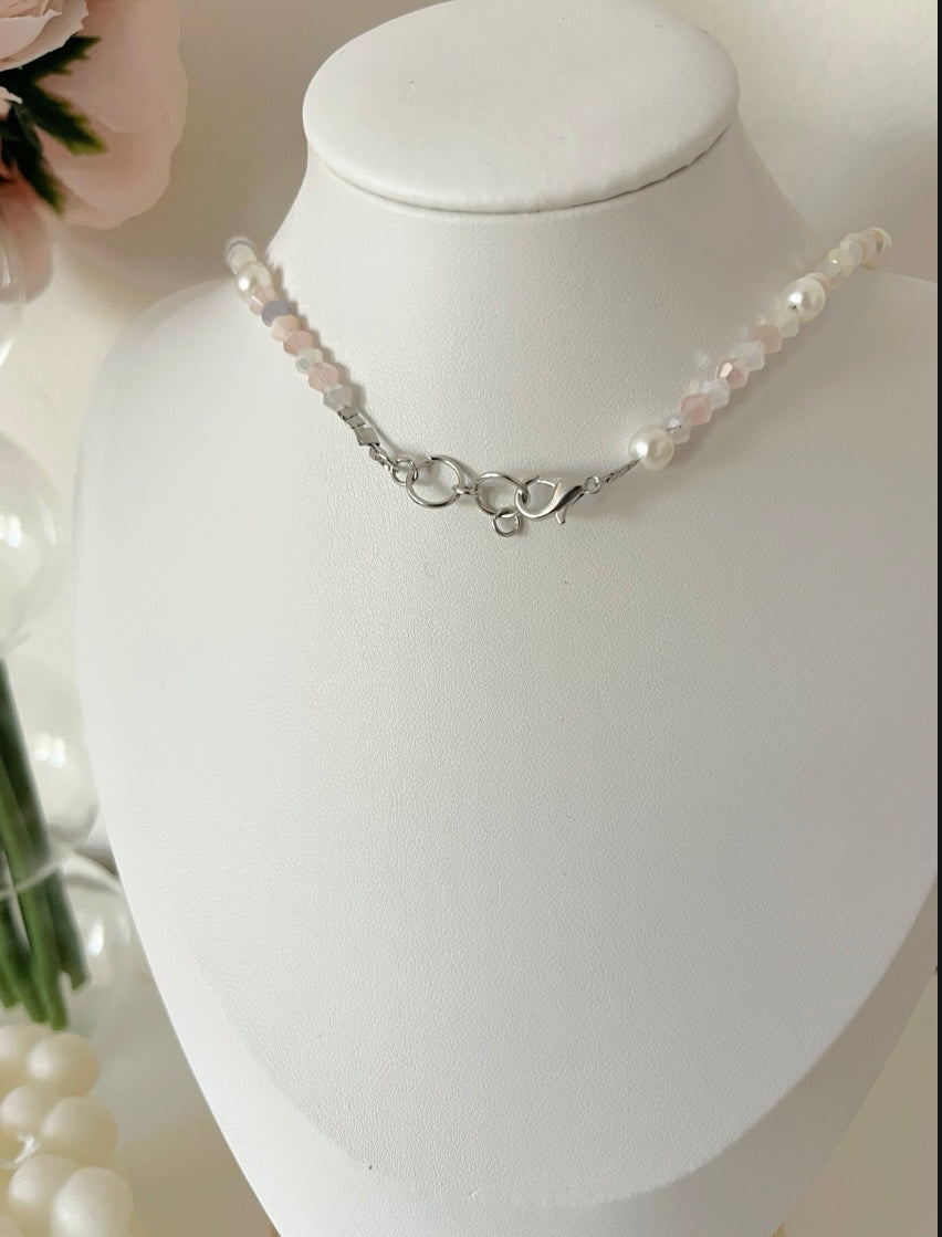 Pearl key charm necklace