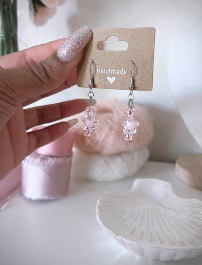 Pink star beaded earrings