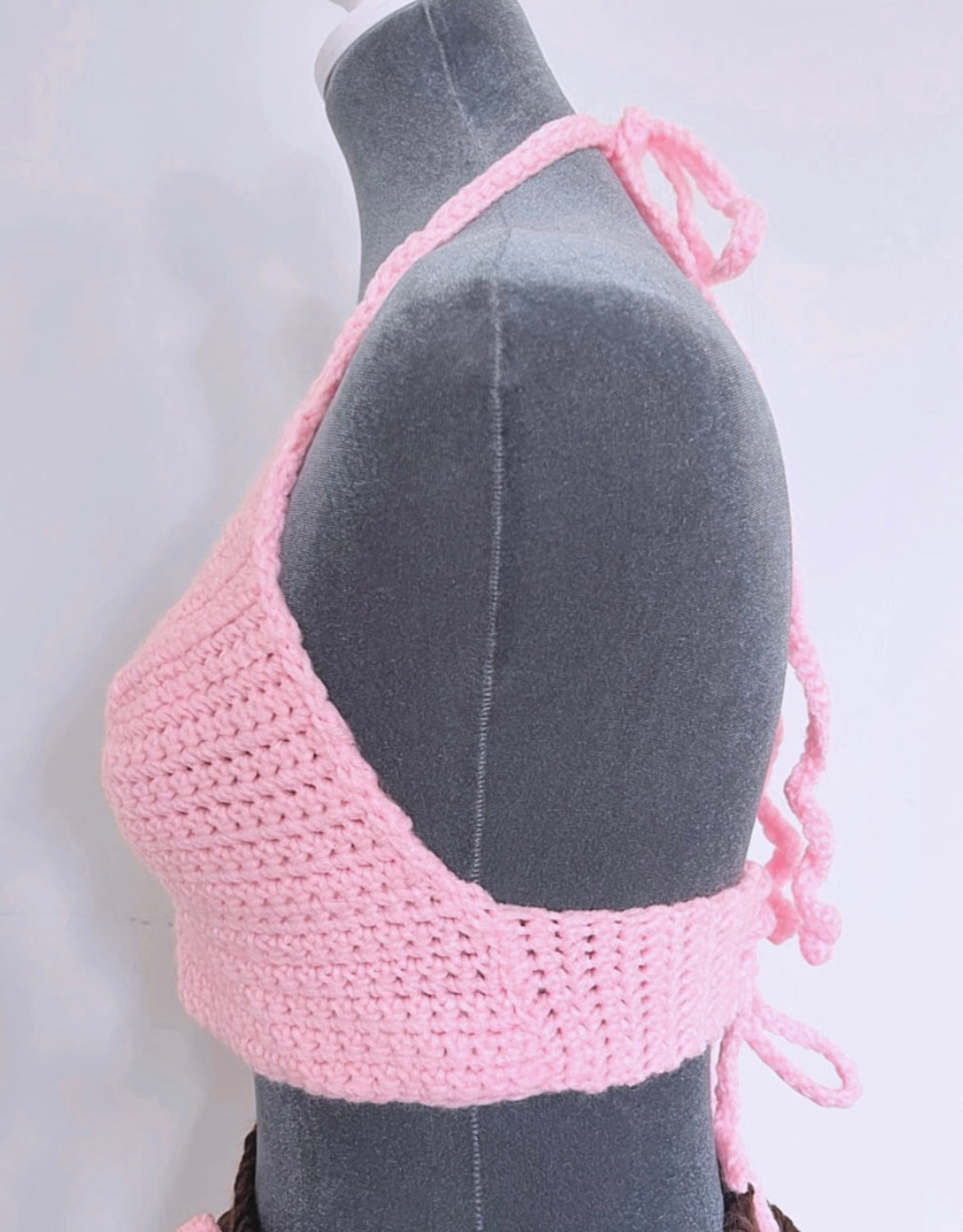 Baby Pink Heart Crochet Halter top