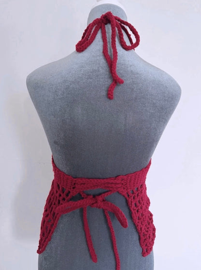 Red Lovie Bee Crochet Halter top